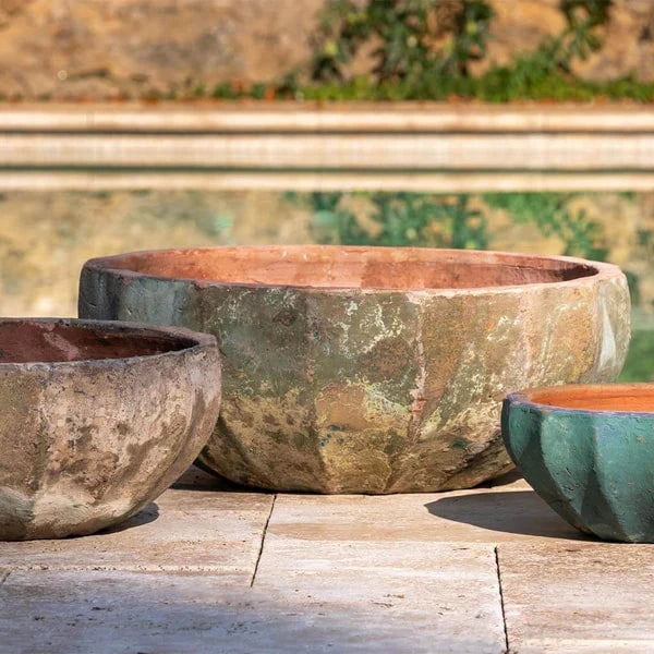 Apulia Bowl Planter Set of 3 - Handcrafted Italian Ceramic Flower Pots for Indoor & Outdoor Plants | Vicolo Verde Collection by Campania International | Perfect for Home Decor, Garden, Patio, and Balcony