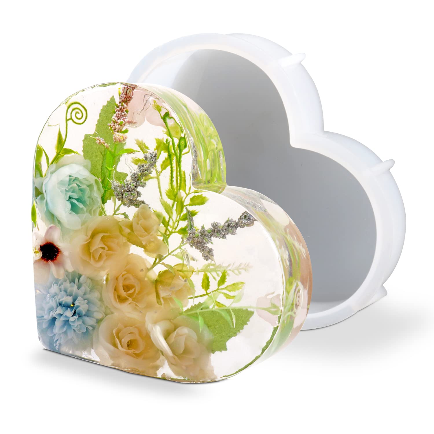 Large Heart Silicone Molds for Epoxy Resin - Deep Casting Flower Preservation & DIY Bookends - Perfect for Home Decor, Art Projects, and Crafting Gifts