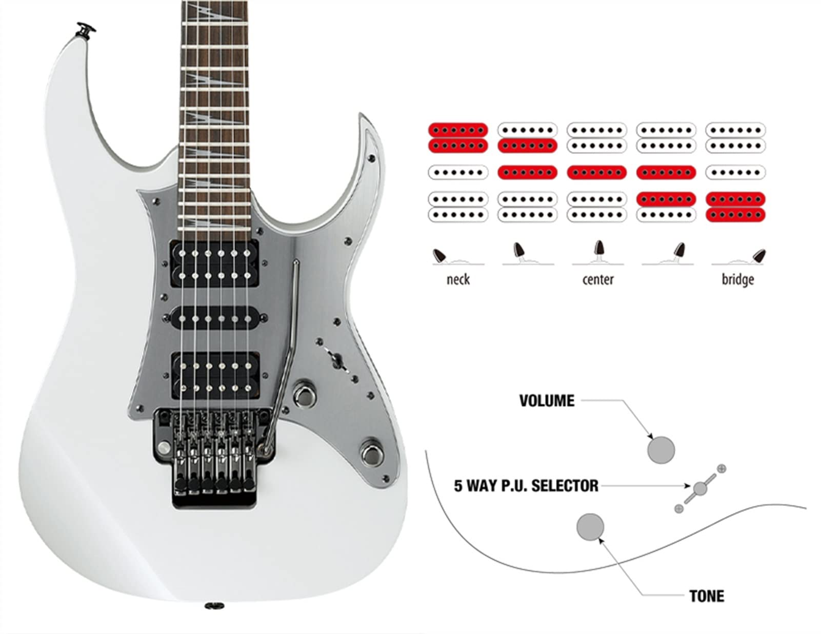 Alnico HSH Electric Guitar Pickups Set with Mirror Pickguard - Pre-Wired for Ibanez RG Series (Black) - Perfect for Rock, Metal & Studio Recording