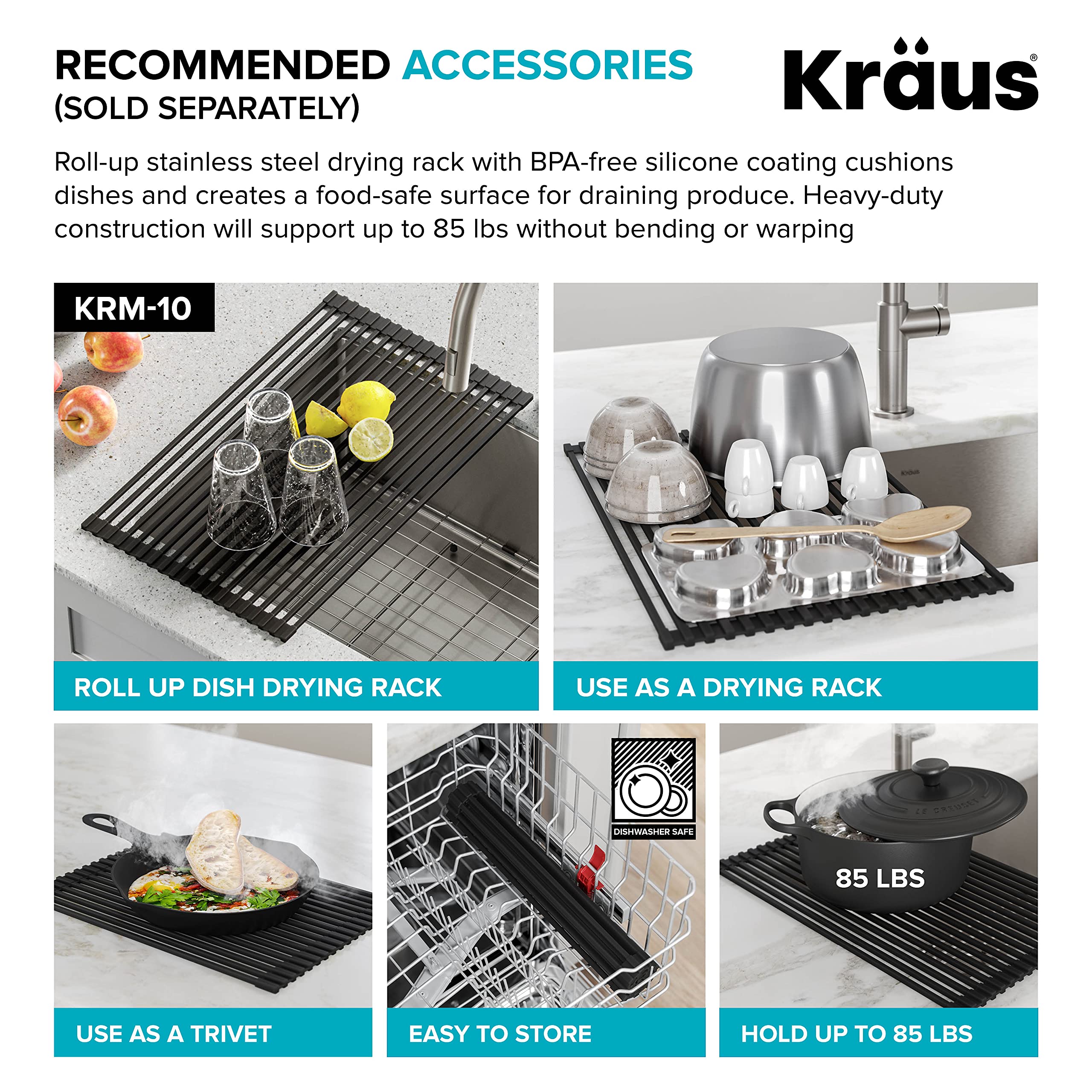 KRAUS Dex 17-Inch Undermount Single Bowl Stainless Steel Kitchen Sink - 16 Gauge, DrainAssure WaterWay, VersiDrain Assembly, Radiant Pearl Finish (KD1US17B) - Perfect for Modern Kitchens, Bars & Small Spaces