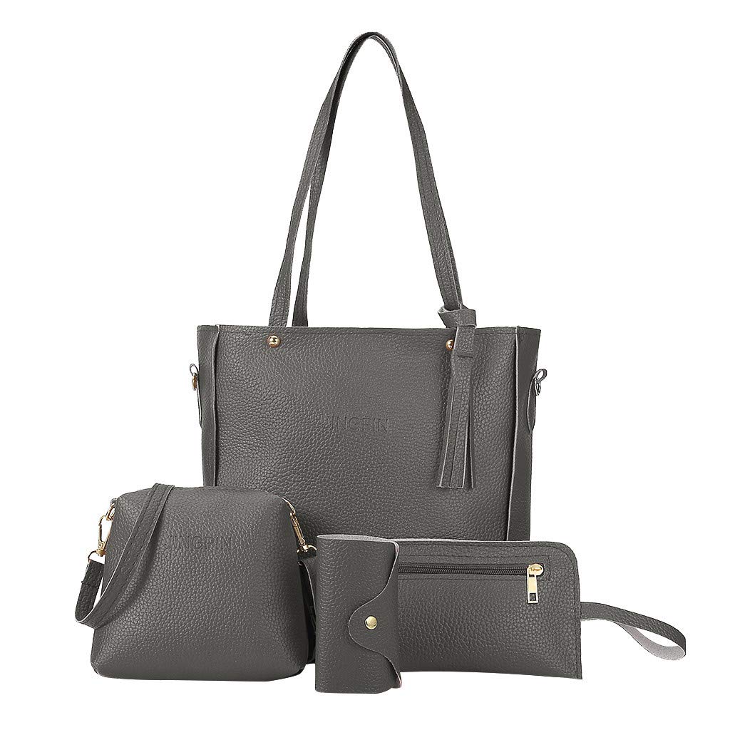 RUIVE Women's Fashion Shoulder Bag Set - 4-Piece Messenger Purse with Wallet & Sunflower Design (Dark Gray, One Size) - Perfect for Work, Travel & Everyday Use