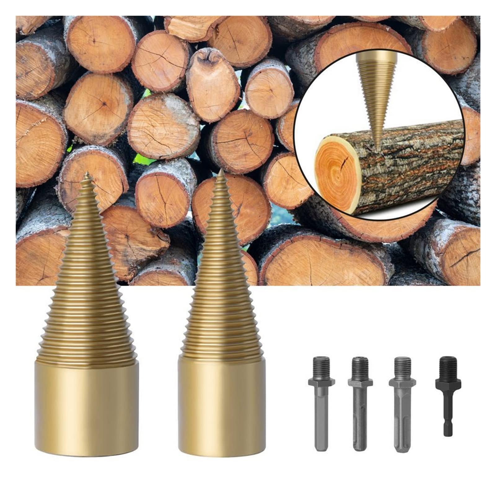 Best Electric Drill Wood Splitter Bit - Firewood Splitting Cone Tool for Logs & Kindling - Perfect for Camping, Fireplaces & Wood Stoves
