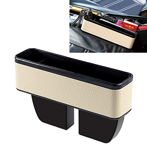 Universal Car Seat Gap Organizer - Multi-Functional Console Side Pocket Storage Box for Phones, Keys & Accessories (Black/Beige) | Fits Between Seats for Neat Car Interior Organization