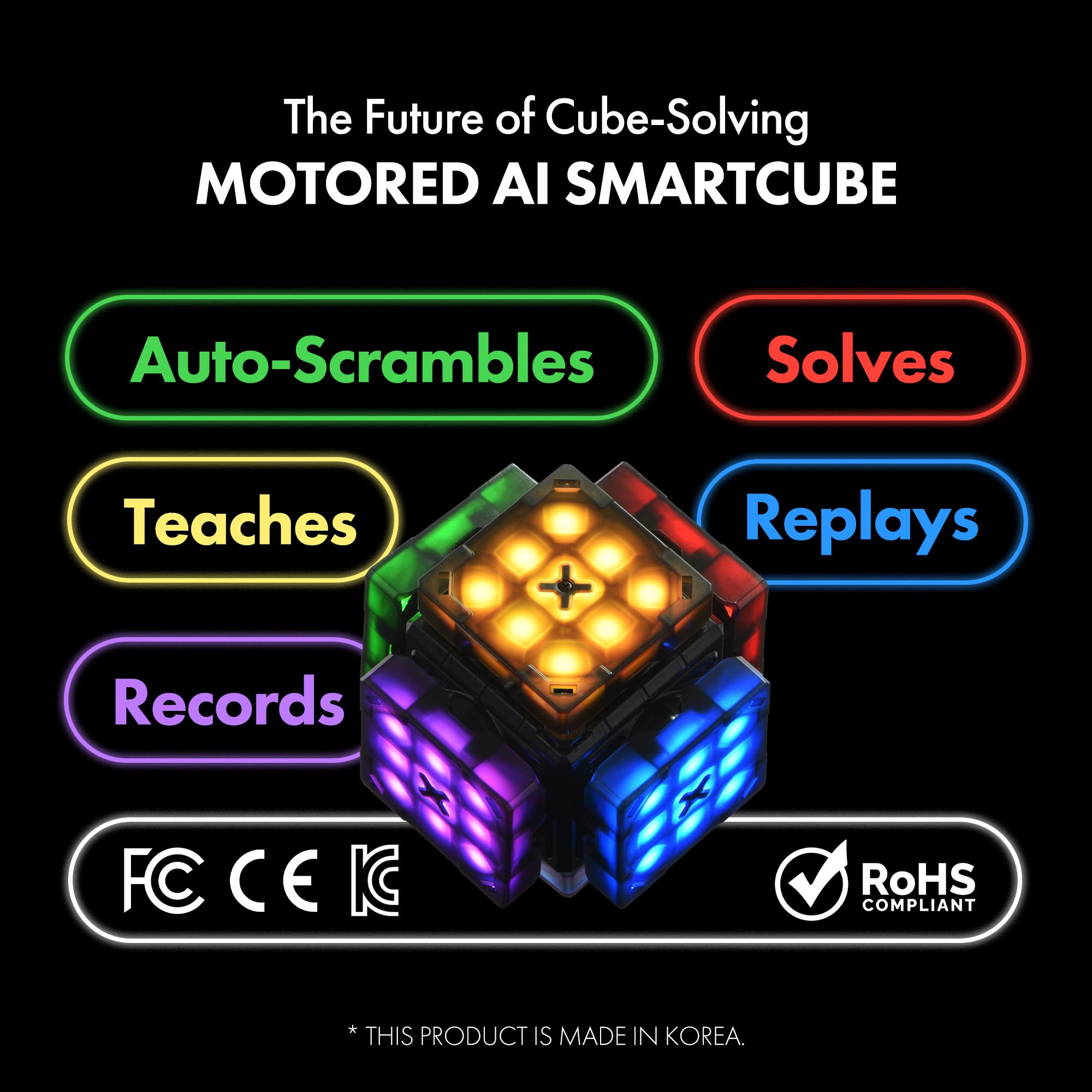 AI Robot Cube & Smart Cube - Self Scrambling STEM Puzzle Cube with 10 Challenge Modes | Self Solving Speed Cube with Music | Perfect STEM Gift for Kids, Teens & Adults | Great for Brain Training, Classroom Learning & Family Game Nights