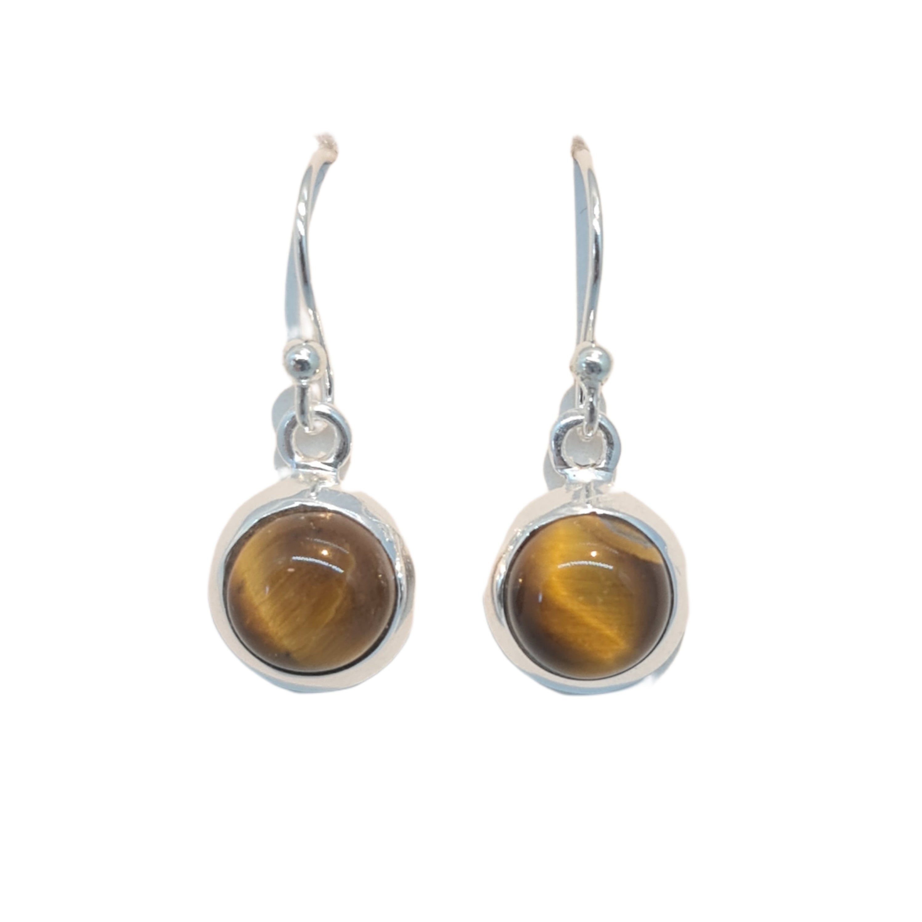 Golden Tigers Eye Stone Drop Earrings - Round Natural Gemstone Dangle Earrings for Women, Boho Chic Jewelry for Everyday Wear & Special Occasions