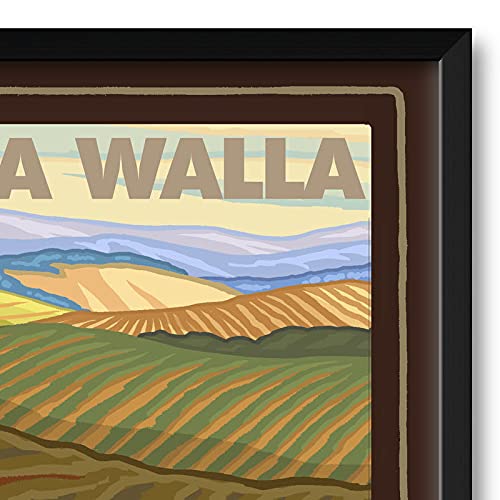 Professionally Framed Walla Walla Washington Wine Country Art Print by Paul A. Lanquist - 32x47 Inch Travel Artwork - Perfect for Home Decor, Office & Gift Giving