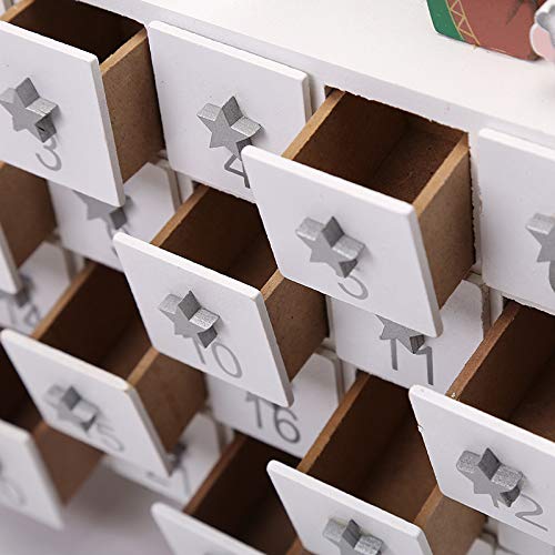 24-Day Wooden Christmas Advent Calendar with Drawers - Holiday Countdown Calendar for Kids, Xmas Decoration & Candy Storage Box - Perfect for Home, Office & Classroom Holiday Decorations