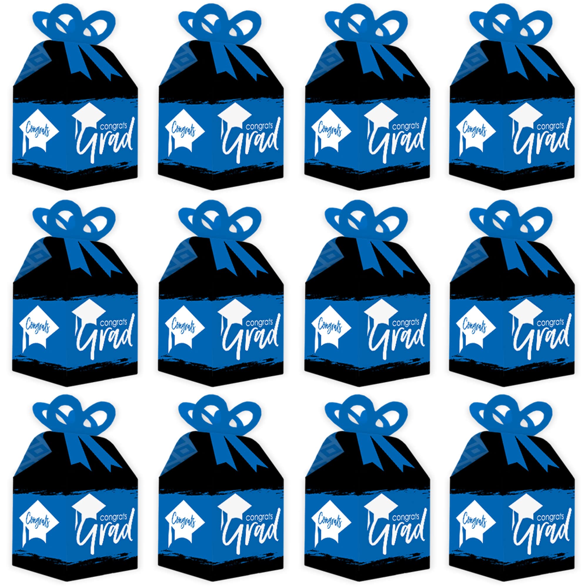 Best is Yet to Come Royal Blue Graduation Party Favor Boxes - Set of 12 Square Gift Boxes with Bows - Perfect for Graduation Decorations & Party Favors