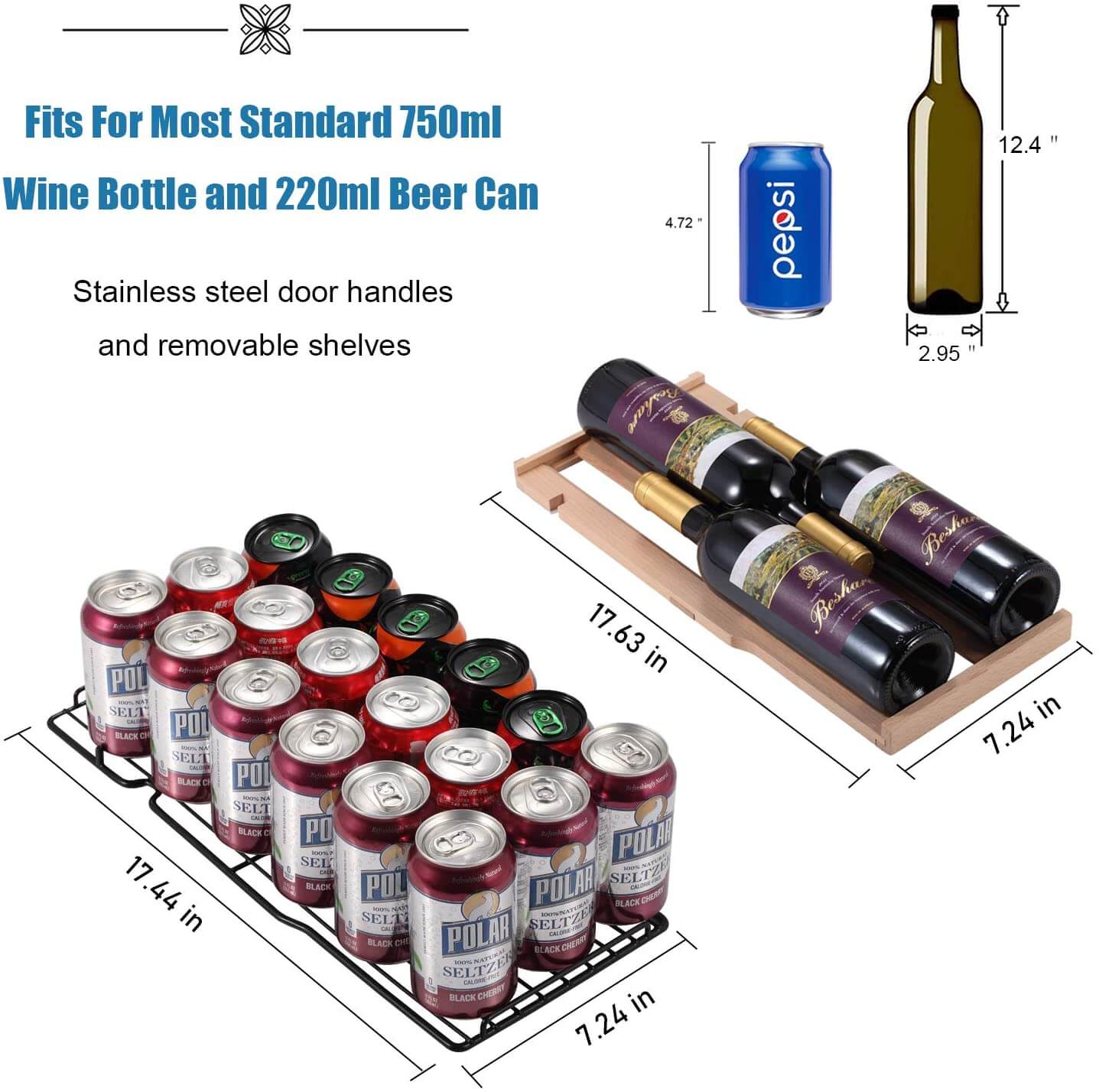 Antarctic Star W515 24 Inch 2 Door Dual Zone Beverage Refrigerator with Digital Temperature Control - Perfect for Wine, Beer, and Soda Storage in Home Bars, Offices, and Restaurants
