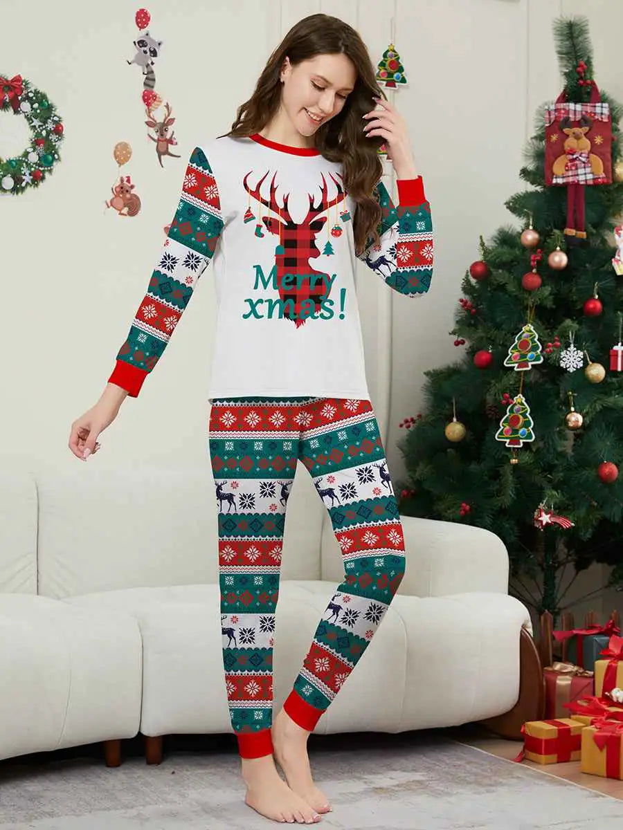 Christmas Matching Family Pajamas Set - Cozy Holiday Pjs with Reindeer Print for Family Photos, Christmas Morning & Festive Gatherings