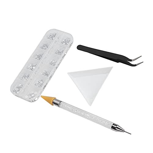 Colorful Nail Art Rhinestones Set with Tapered Tweezer - DIY Nail Decorations for Women, Perfect for Nail Art, Phone Case Embellishment & Beauty Accessories