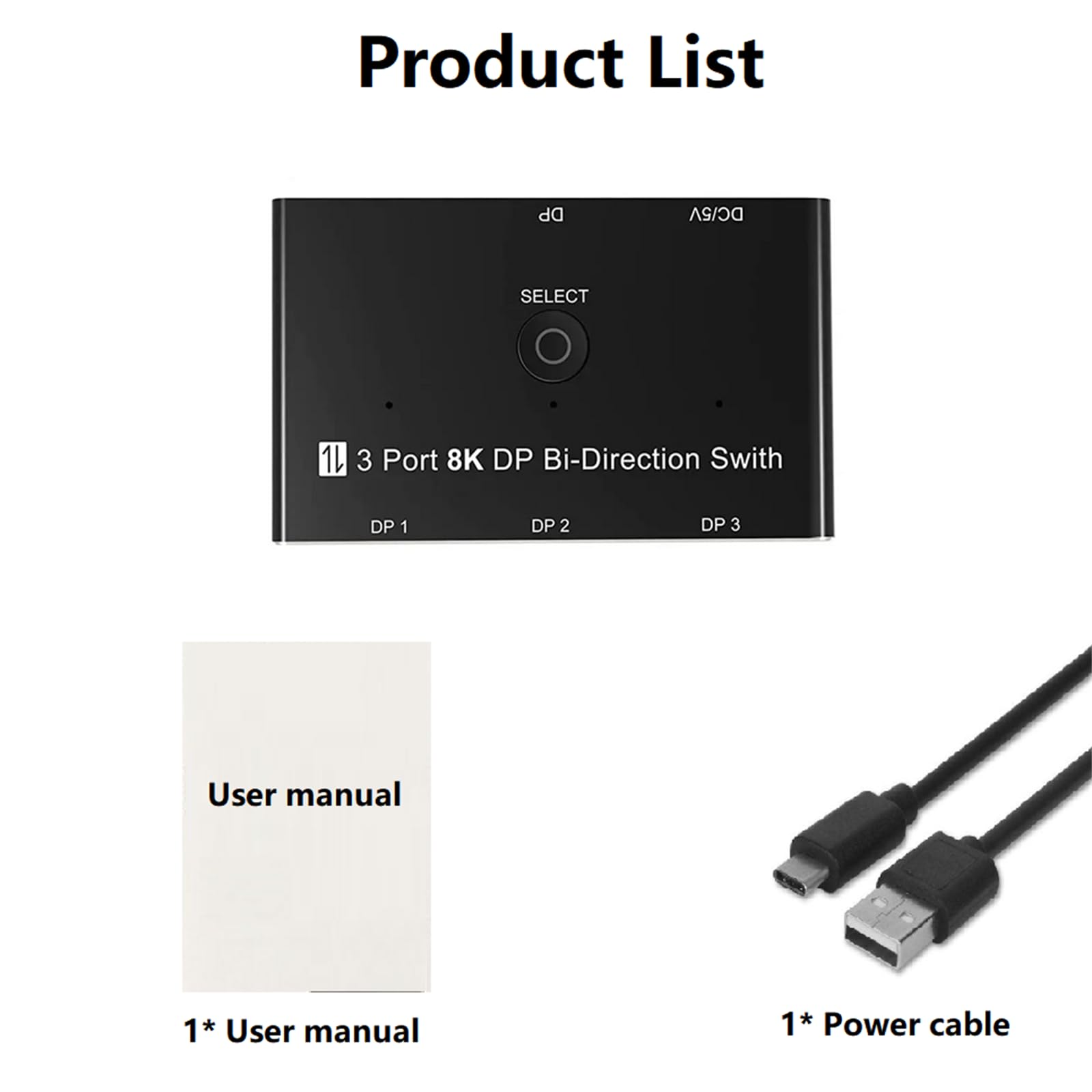 NATEFEMIN 1 in 3 Out/3 in 1 Out DisplayPort Switch, DP1.4 Selector Switch 8K@30Hz 4K@144Hz Bi-Directional HDMI Compatible for Monitor, Laptop, Gaming Console - Perfect for Multi-Screen Setup, Home Office & Gaming Stations