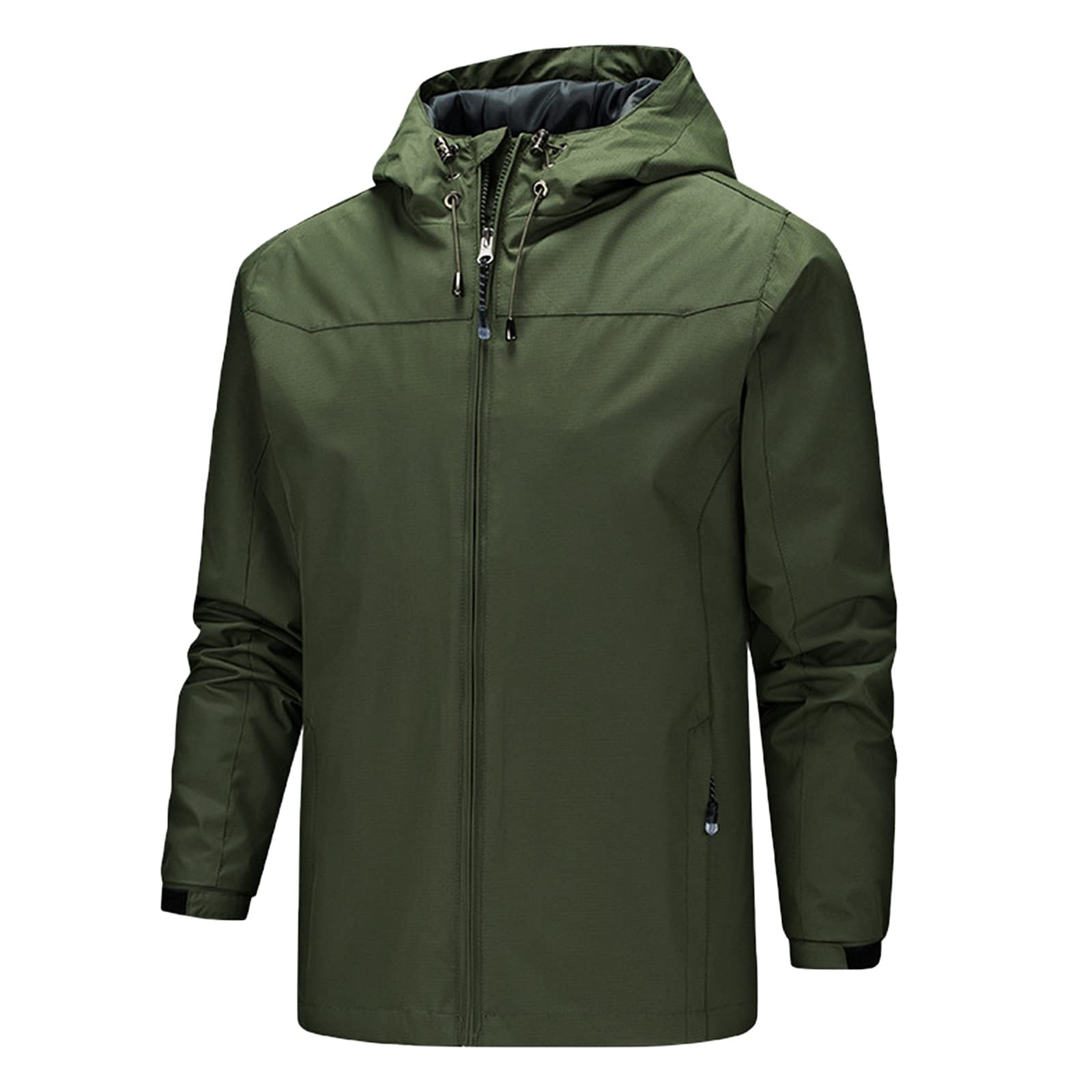 Men's Fleece Lined Winter Jacket - Lightweight Hooded Zipper Pocket Long Sleeve Coat for Outdoor Activities, Hiking & Casual Wear