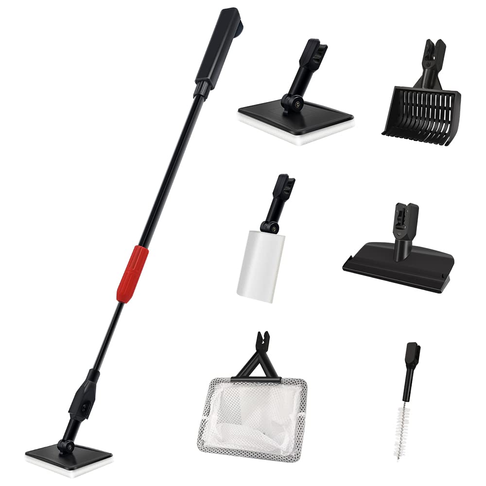 6-in-1 Aquarium Cleaner Kit with Telescopic Handle - for Saltwater & Freshwater Fish Tanks