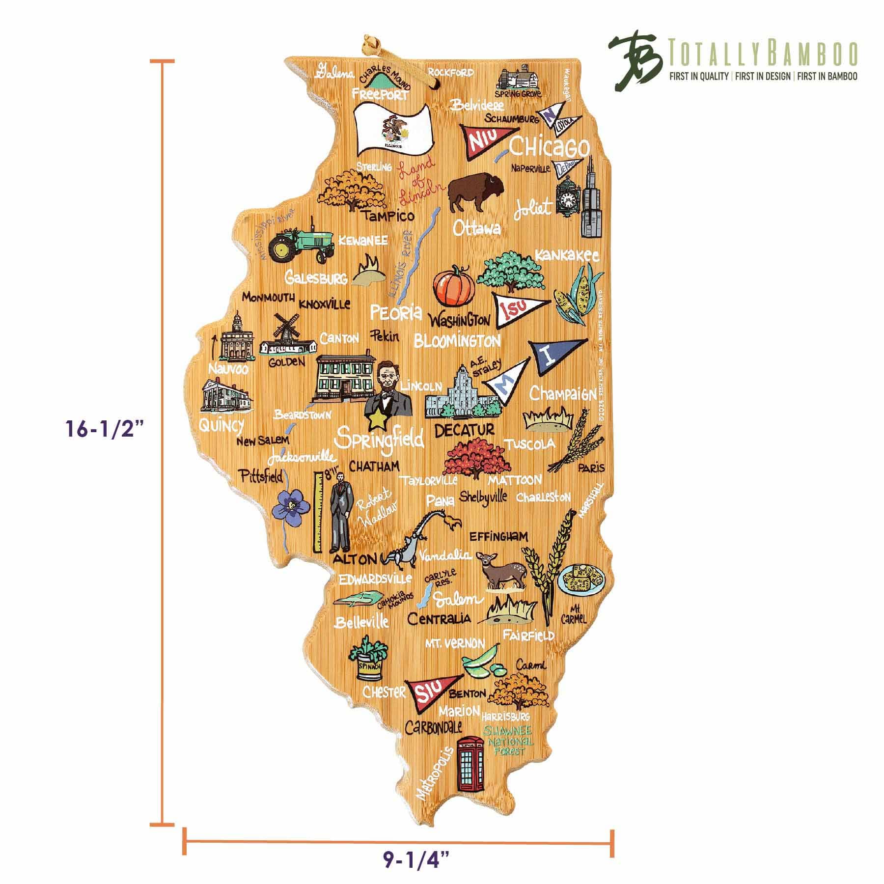 Premium Illinois Maple Wood Cutting Board with Fish Kiss™ Artwork - Durable Kitchen Essential for Chopping, Serving & Decor