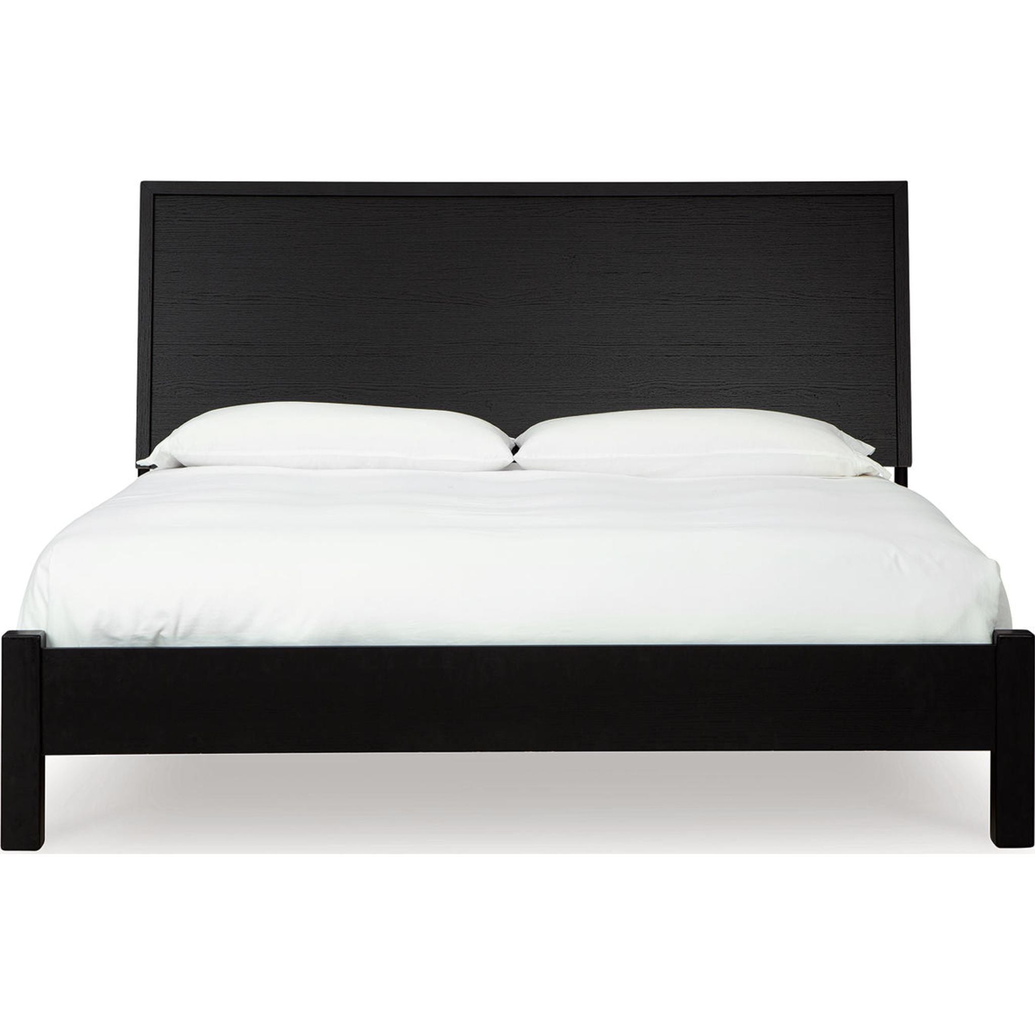Danziar Modern Platform Bed Frame - Queen Size, Black Wooden Slat Support - Perfect for Bedroom, Guest Room & Studio Apartments