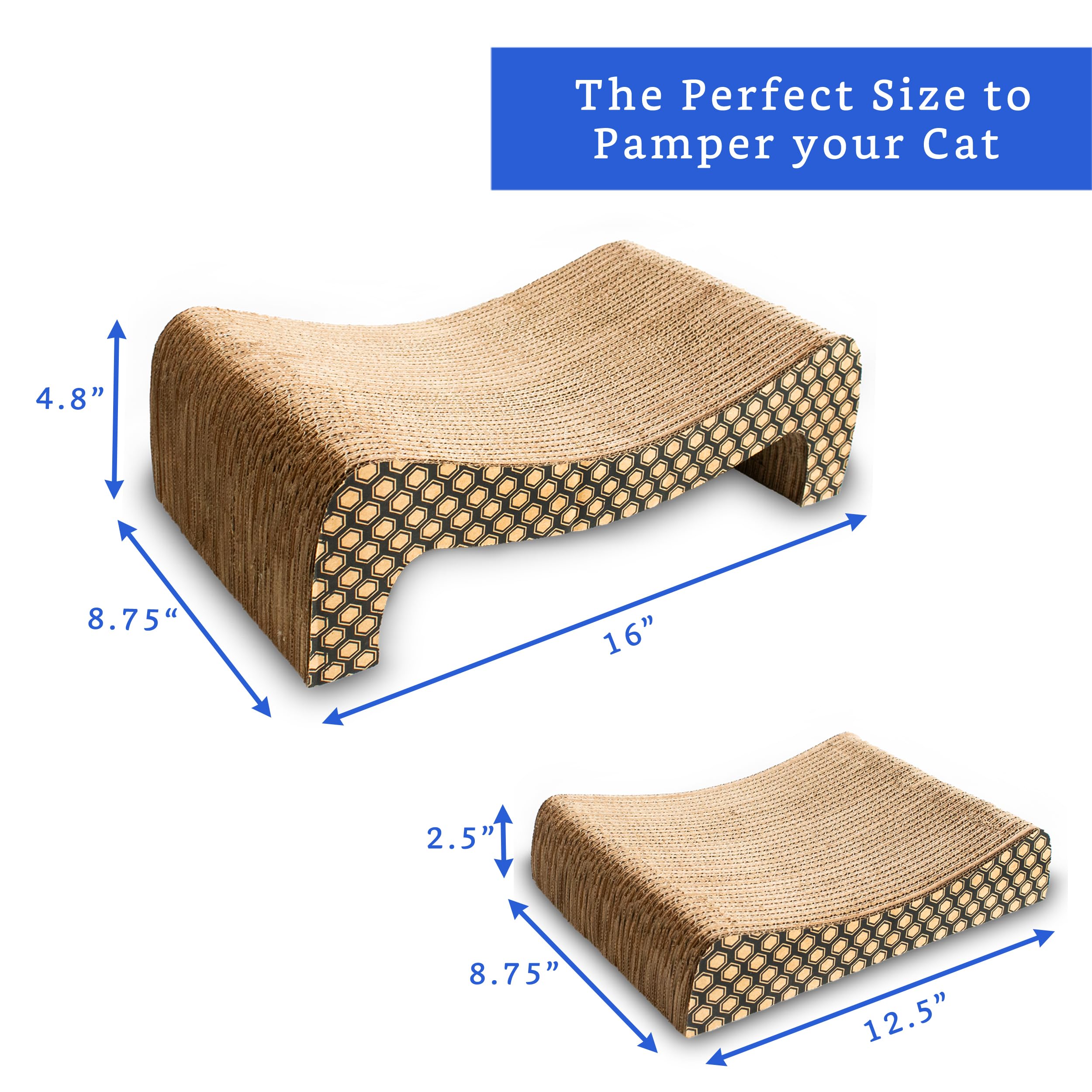 2-in-1 Cat Scratcher Board & Pad for Indoor Cats - Durable Cardboard Scratching Post with Catnip - Perfect for Living Room, Bedroom or Office Use