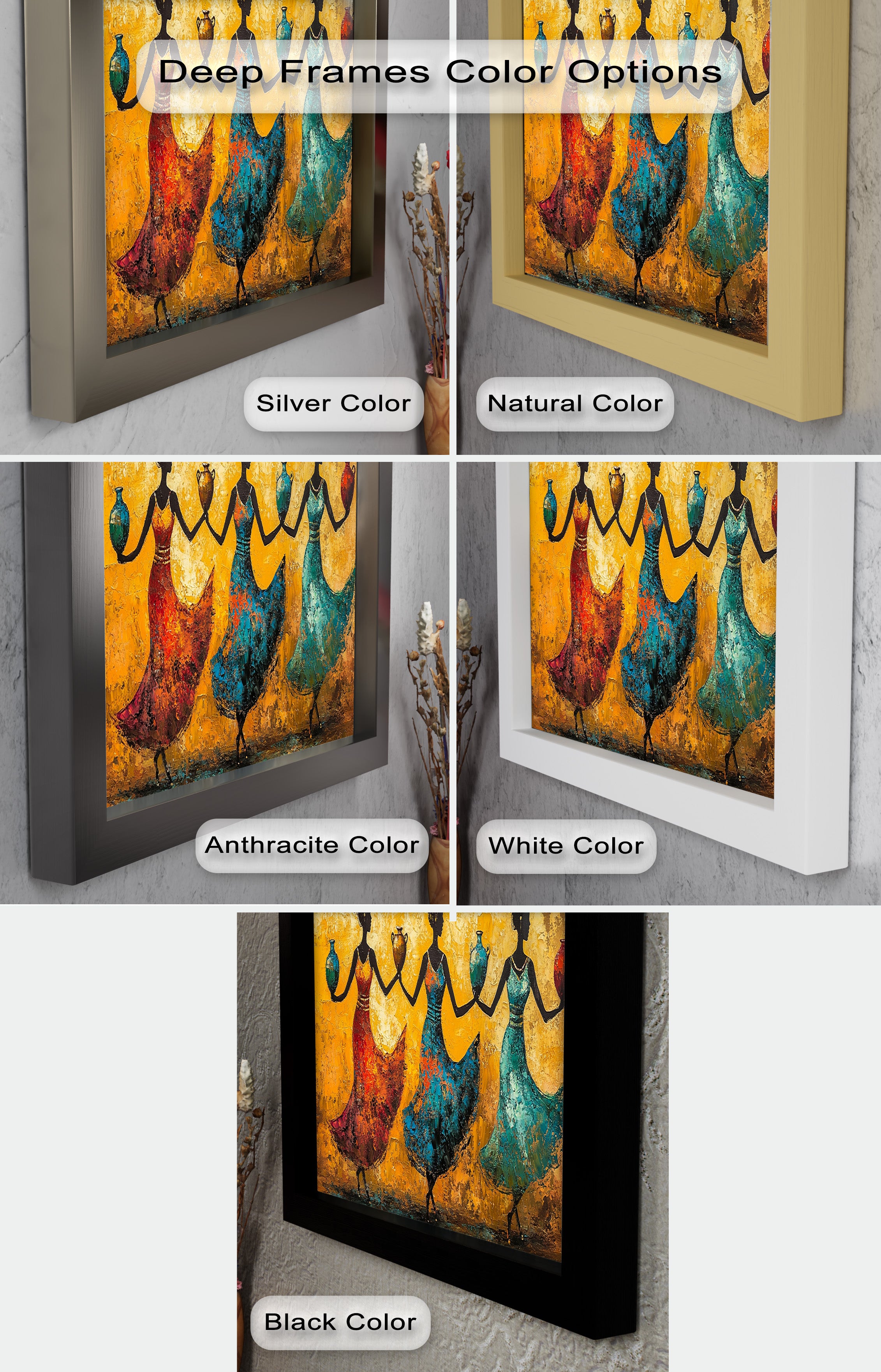 African Dance Wall Art - Handmade Women Oil Painting for Living Room & Bedroom Decor