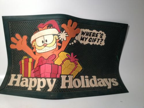 GARFIELD The Cat Rubber Door Mat - Non-Slip Christmas Holiday Welcome Mat for Indoor/Outdoor Use - Perfect for Front Door, Kitchen, or Bathroom Decor