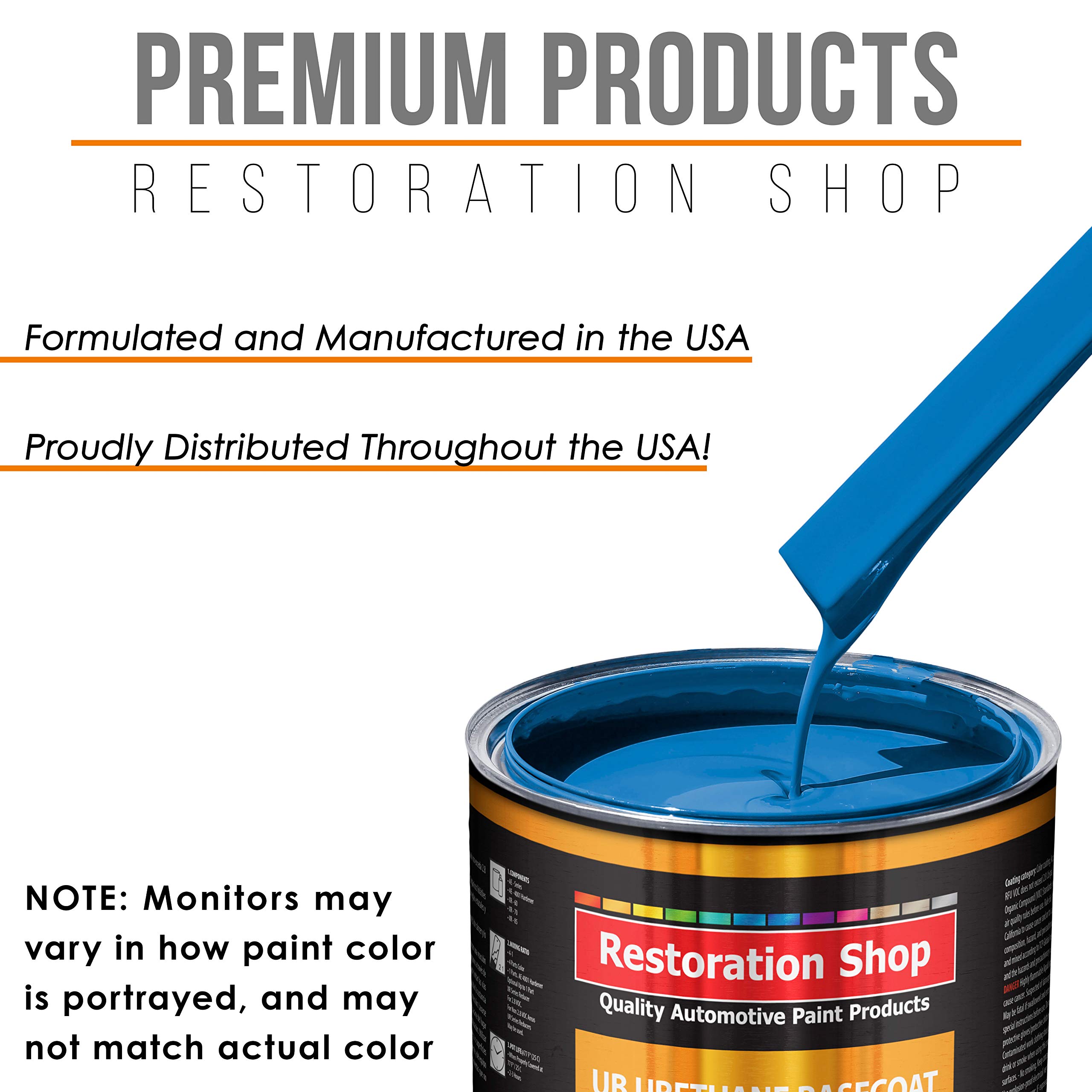 Restoration Shop Speed Blue Urethane Basecoat with Clearcoat Auto Paint Kit - 1 Gallon Fast-Drying Professional Automotive Refinish Coating for Cars & Trucks - High Gloss Finish for DIY & Professional Auto Body Repair