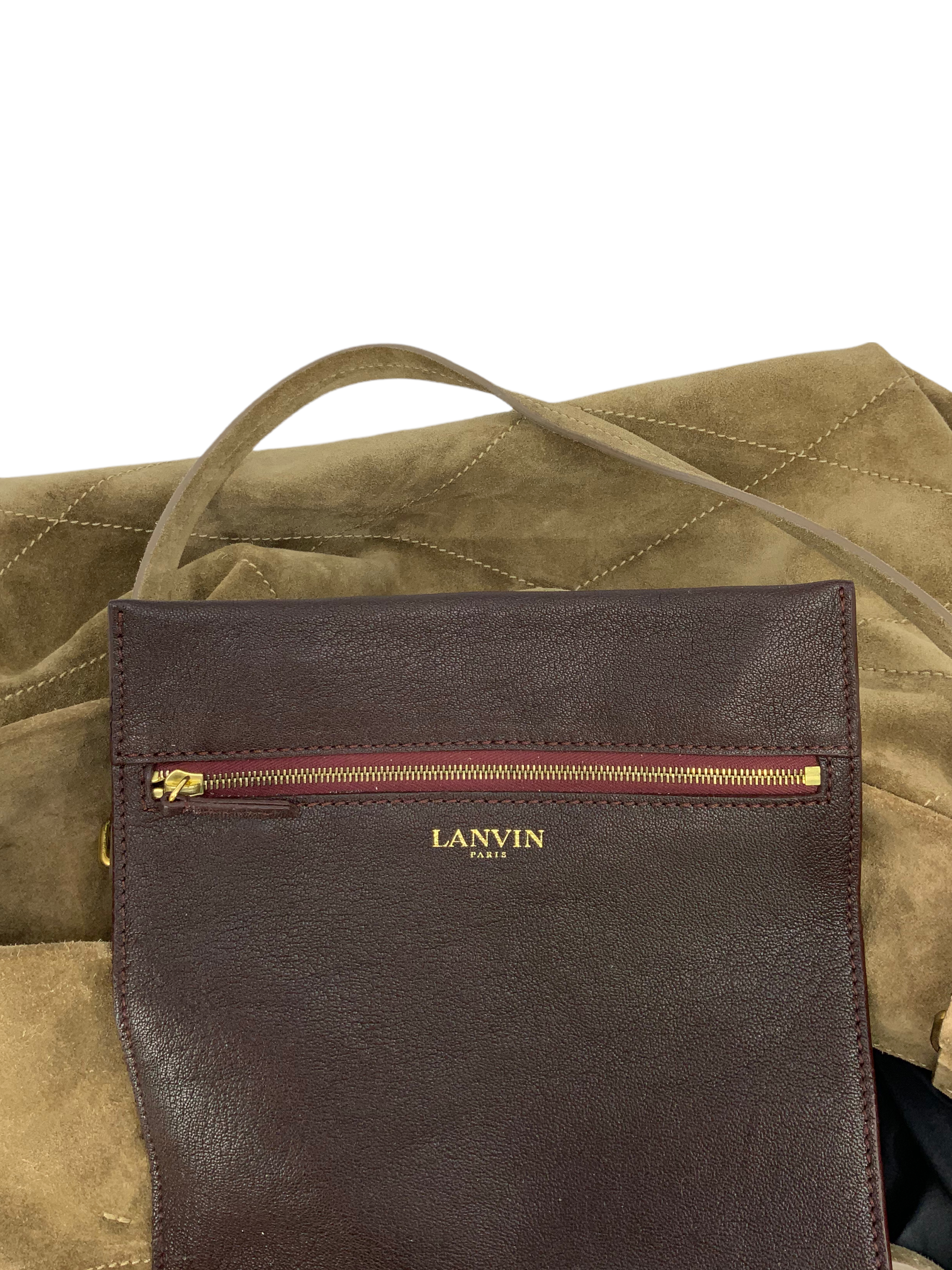LANVIN Suede Quilted Carry Me Tote Bag for Women - Luxury Designer Handbag for Work, Travel & Everyday Use