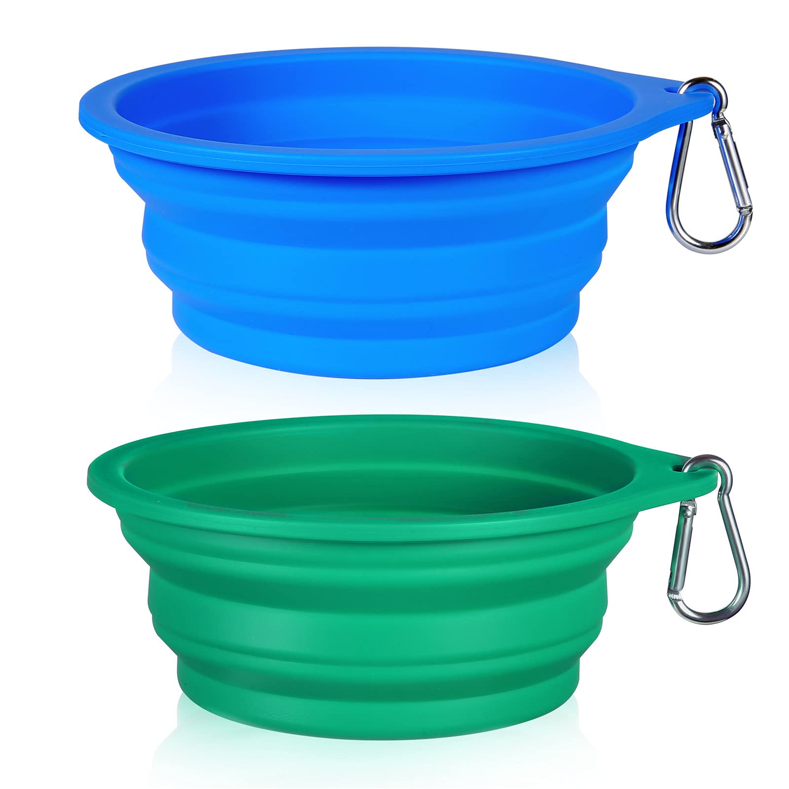 SLSON 2-Pack Collapsible Dog Bowls - 600ML Travel Pet Food & Water Bowls for Dogs, Portable Integrated Molding Design for Walking, Hiking, Camping & Outdoor Adventures - BPA Free No Plastic Rim Feeding Dishes
