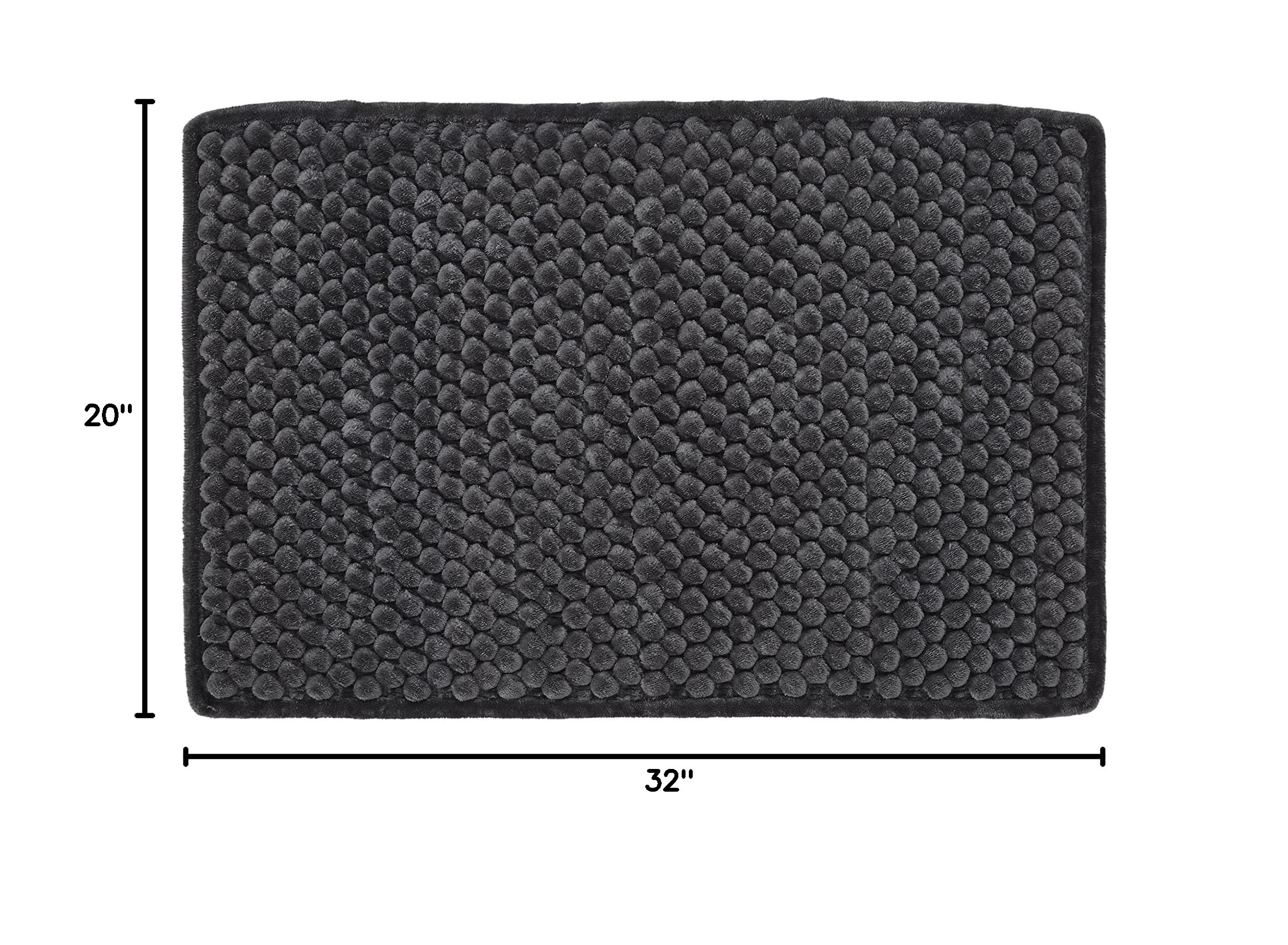 Better Trends Chenille Bath Mat - Non-Slip, Absorbent Bathroom Rug for Shower & Vanity, Charcoal 20