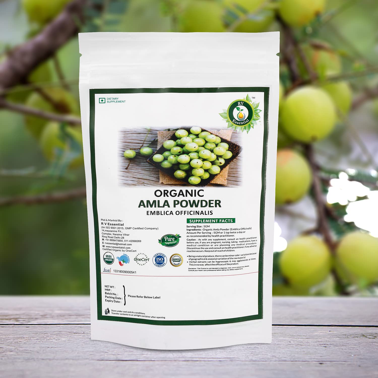 Organic Amla Powder 100g (3.5oz) - USDA Certified Ayurvedic Herbal Supplement for Hair Growth & Skin Care | Resealable Zip Pouch | Perfect for Smoothies, Hair Masks & Natural Beauty Recipes