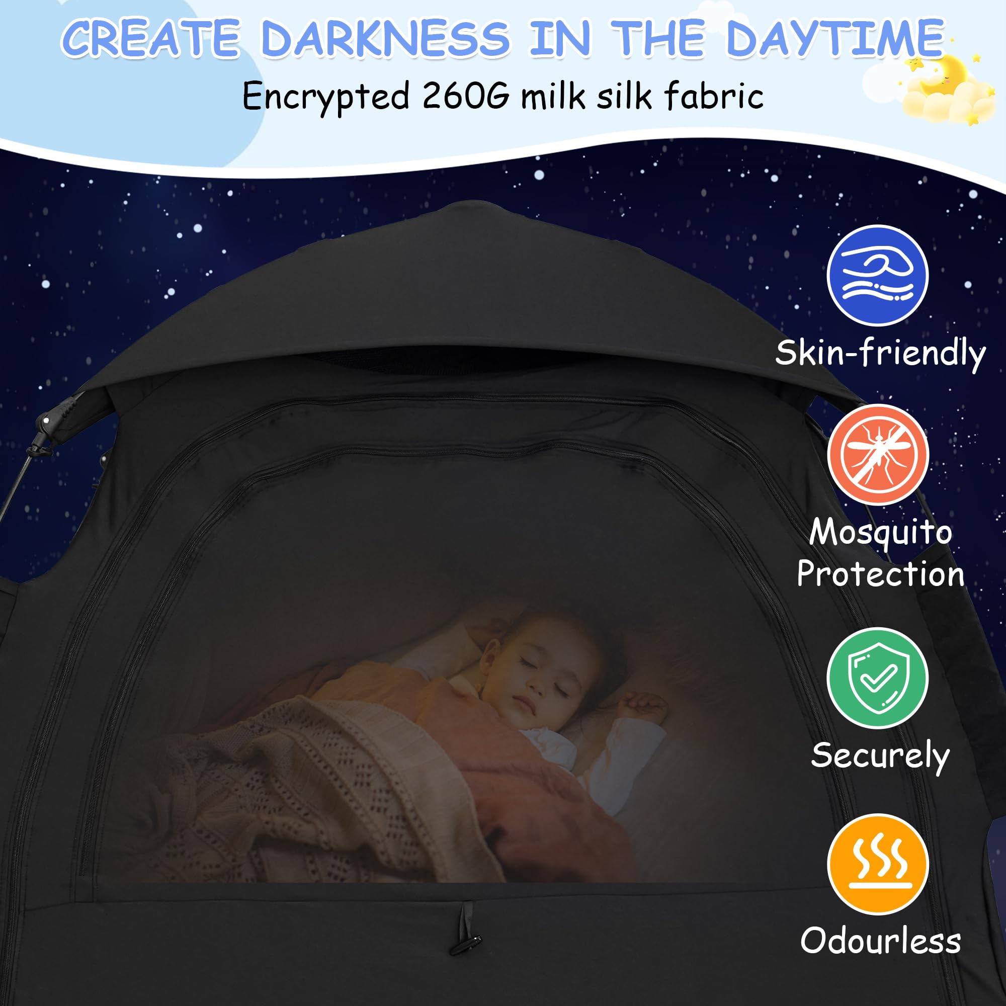 Portable Baby Sleep Tent for Pack N Play - Easy One-Click Assembly, Breathable & Light Blocking Nursery Pod for Infants & Toddlers - Perfect for Travel, Daycare & Nap Time