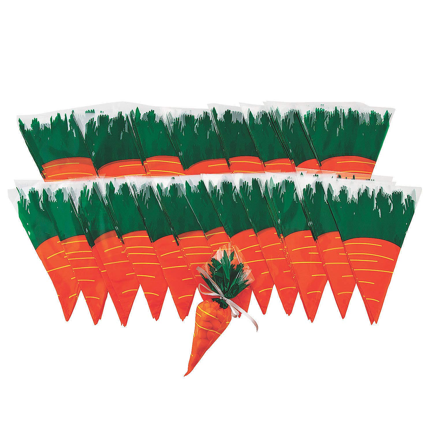 240-Pack Bulk Carrot-Shaped Cellophane Bags for Easter Party Supplies | Easter Treat Bags, Candy Bags, Party Favors | Perfect for Easter Egg Hunts, Classroom Treats & Gift Wrapping