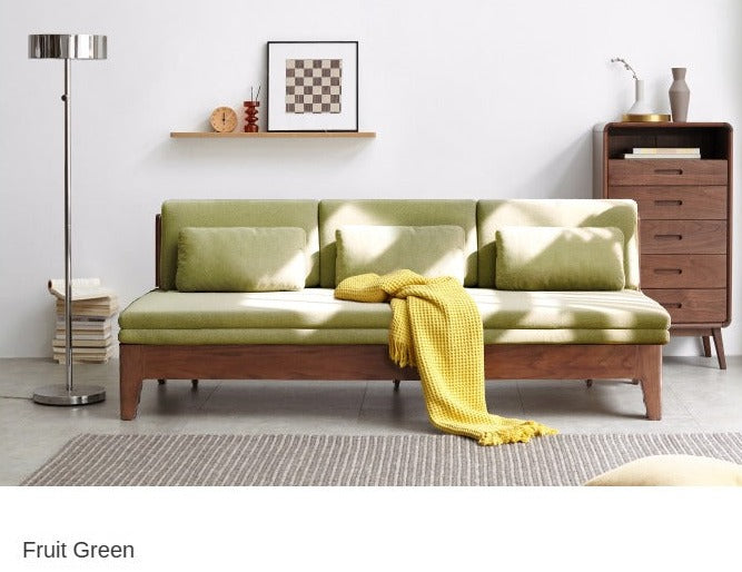 Solid Oak Wood Sofa Bed - Foldable & Convertible for Living Room, Guest Room, or Small Spaces - Multi-Functional Furniture for Comfort & Style
