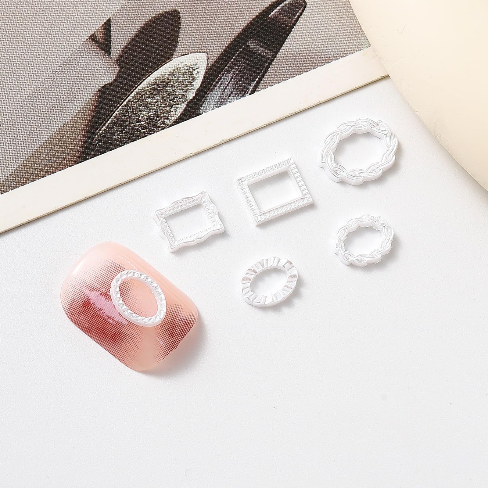 50 Pcs 3D Photo Frame Nail Charms - Retro Hollowed Out Nail Art Decorations for Acrylic Nails, DIY Nail Designs & Nail Accessories (Mixed Styles) - Perfect for Salon, Home Manicure & Nail Art Enthusiasts