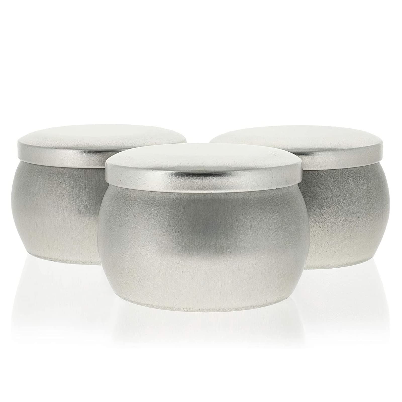 Bright Creations 24 Pack 4 oz Small Candle Tins with Lids - Round Metal Containers for DIY Candle Making, Wax Melts, Soap & Crafts (Silver, 3 x 2 Inch) - Perfect for Home Decor, Wedding Favors, Gift Packaging & Aromatherapy