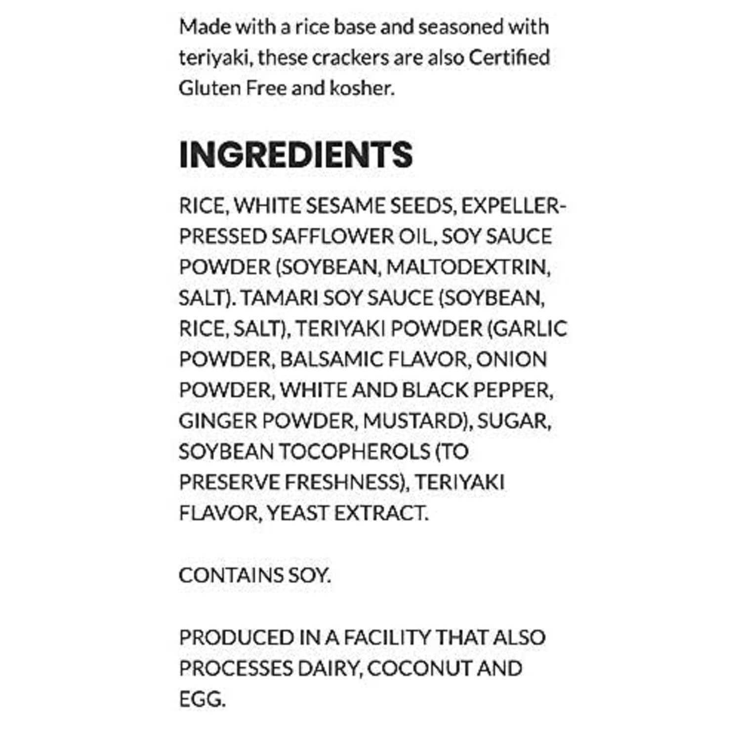 Gluten Free Sesmark Rice Thins Teriyaki Flavor - Non GMO Project Verified - 3.2 Oz (Pack of 12) - Healthy Snack for School Lunch, Office Break & On-The-Go
