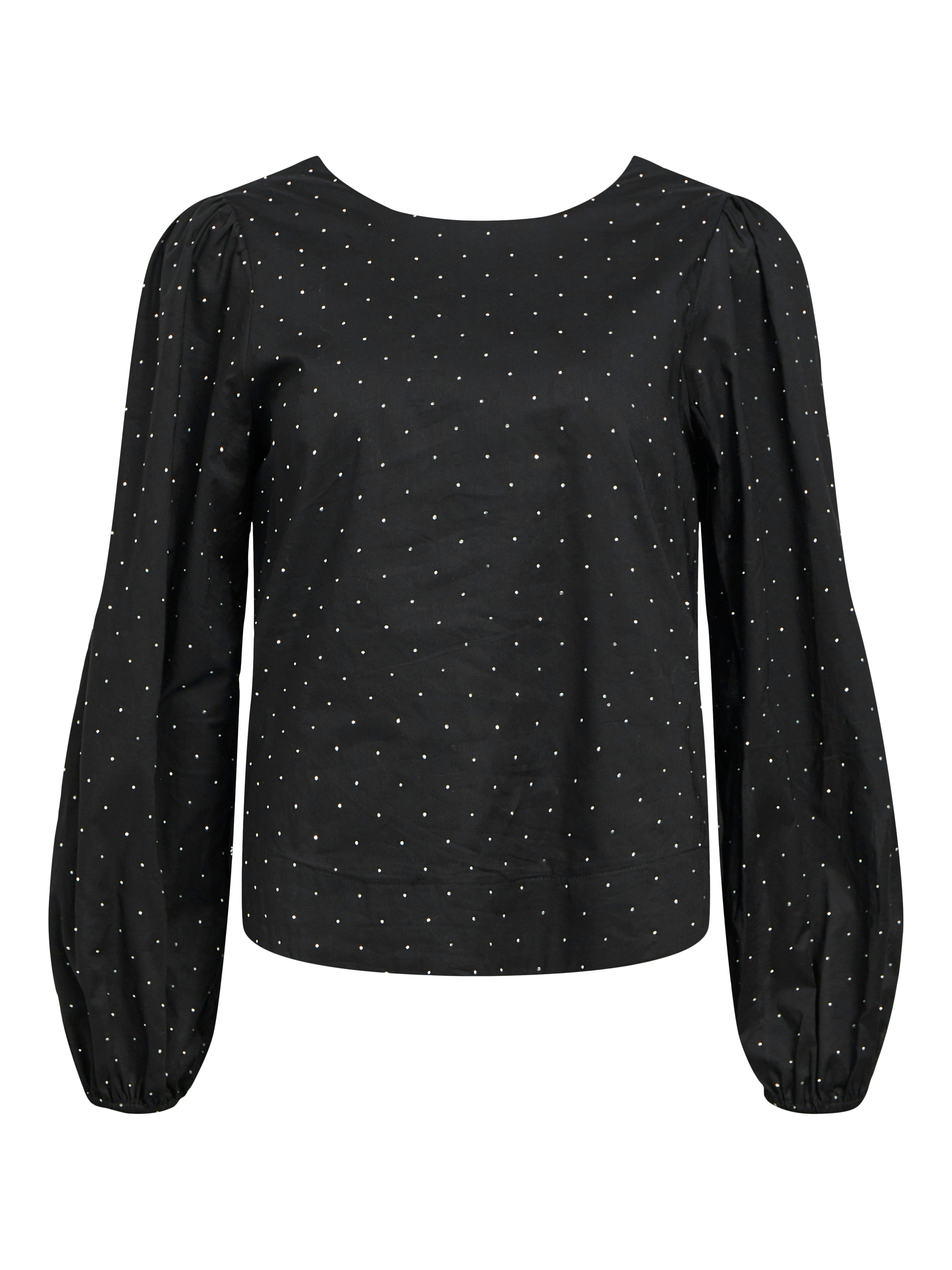 Gina Rhinestone Blouse for Women - Elegant Black Sequin Top with Rhinestone Details | Perfect for Parties, Evening Events & Special Occasions