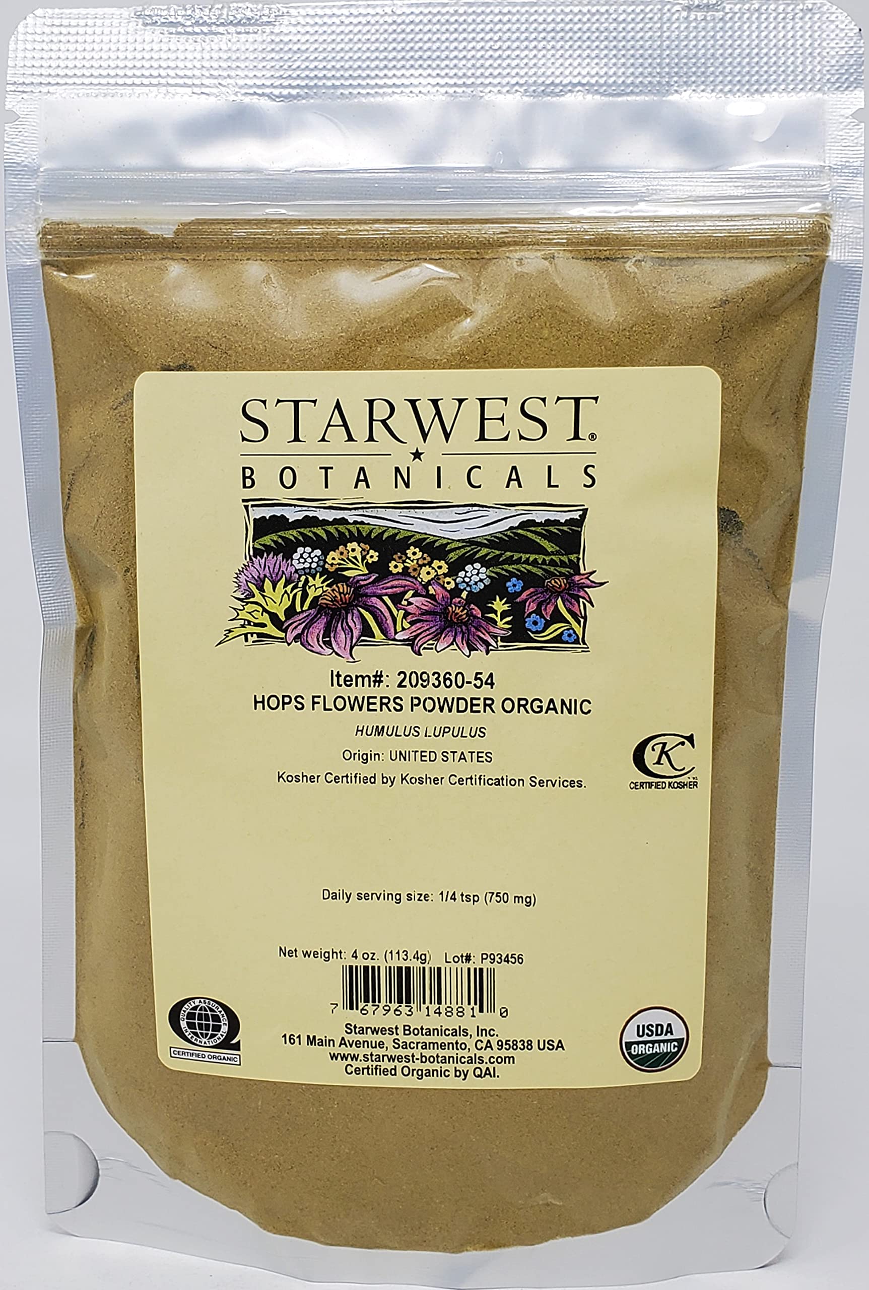Starwest Botanicals Organic Hops Flowers Powder, 4 oz - Herbal Supplement for Sleep, Relaxation & Brewing - Perfect for Tea, Beer Making & Natural Remedies