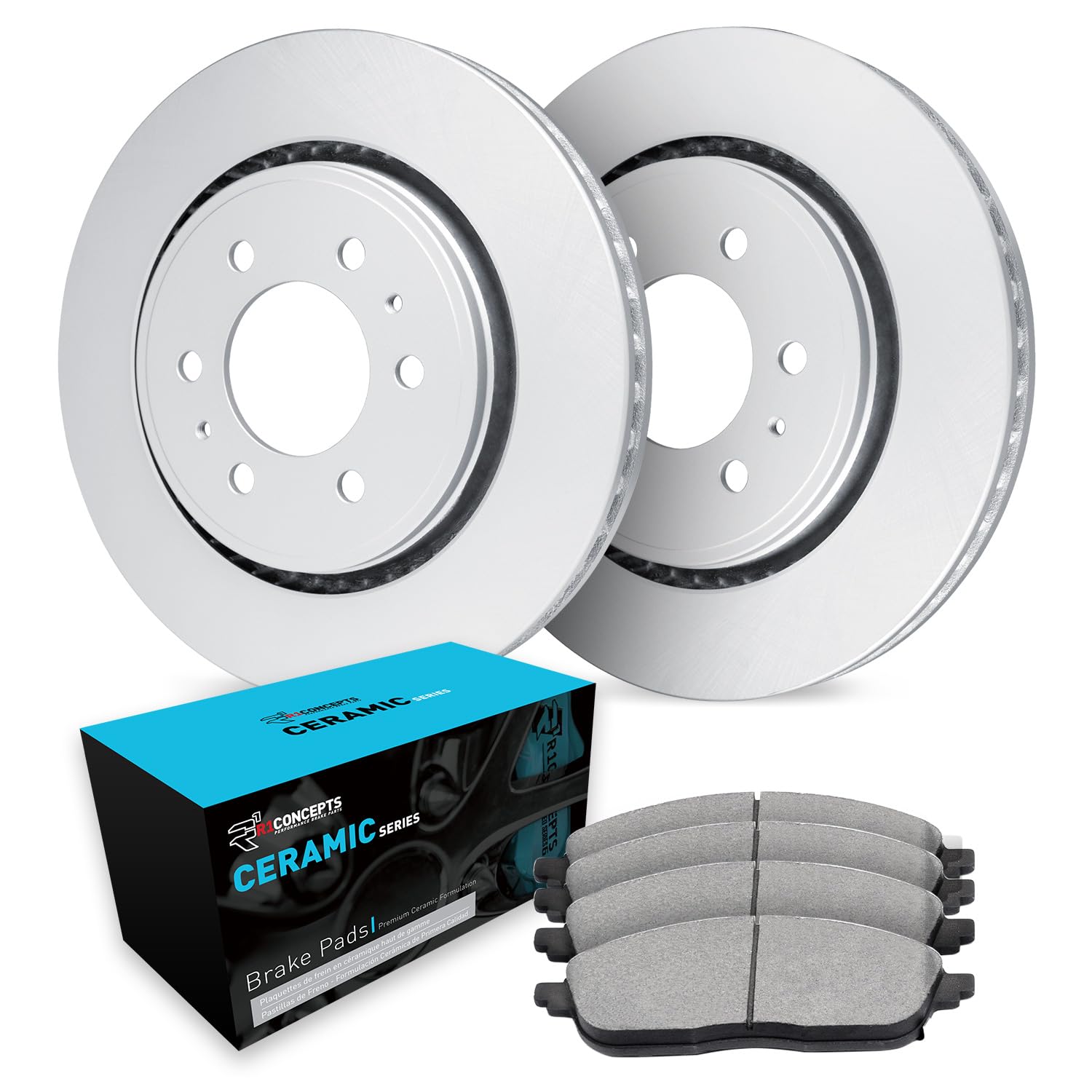 R1 Concepts Premium Ceramic Front Brake Pads and Rotors Kit - Compatible with 1998-2004 Nissan Frontier | High-Performance Braking for Daily Commuting & Off-Road Adventures