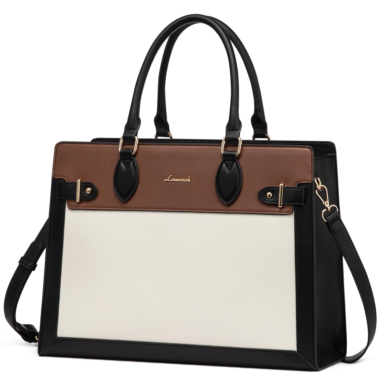 LOVEVOOK 17 Inch Laptop Bag for Women - PU Leather Work Tote & Business Briefcase - Professional Office Shoulder Bag for Teachers, Businesswomen & Commuters - Perfect for Work, Travel & Daily Use