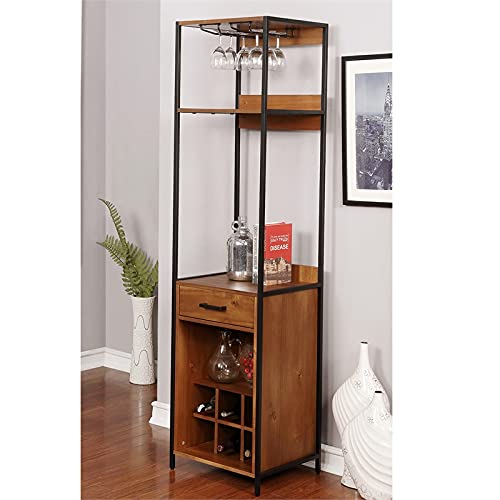 Furniture of America Amarone Wood Multi Storage Wine Rack - Natural Finish for Home Bar, Kitchen, Dining Room & Wine Cellar Organization