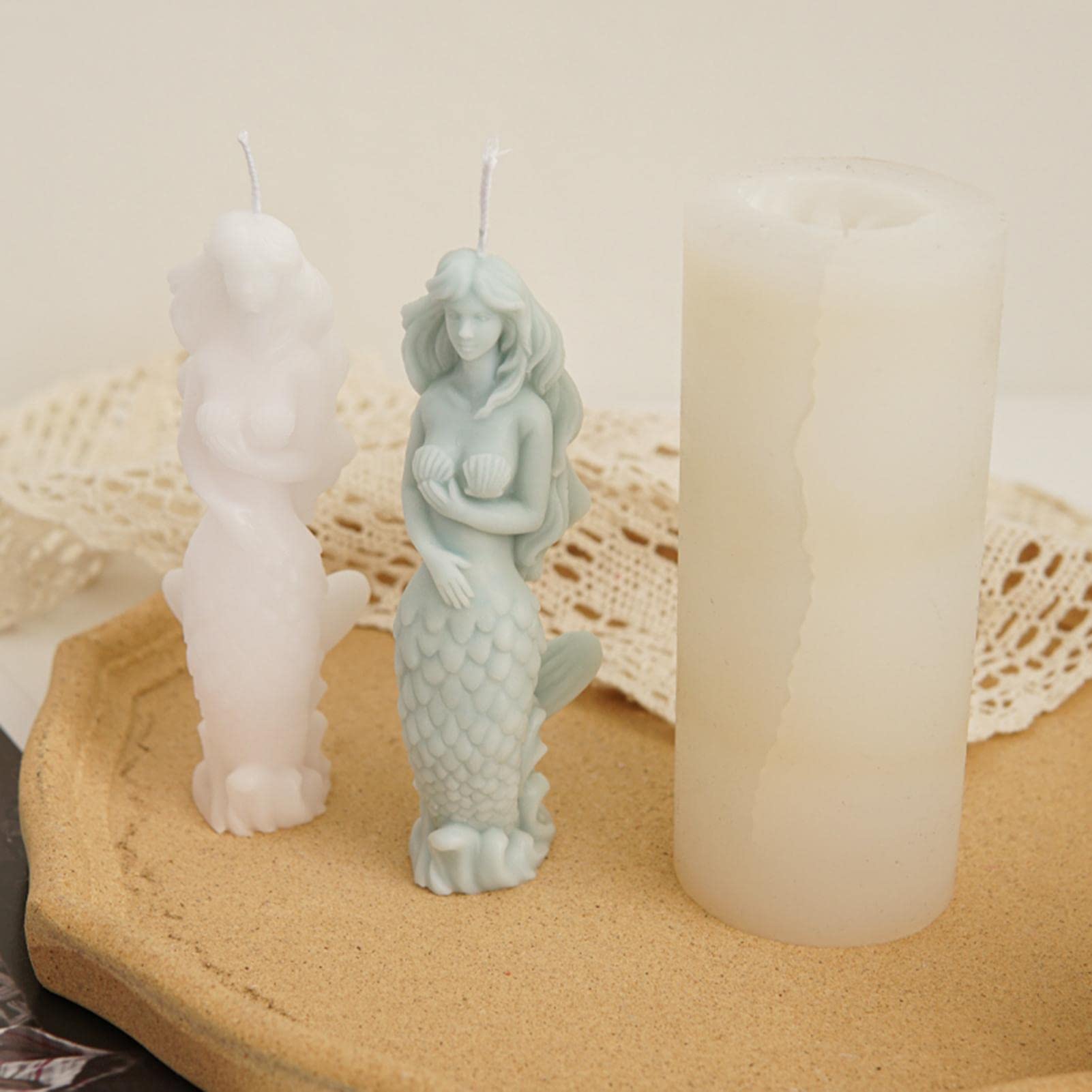 3D Mermaid Silicone Candle & Soap Molds for DIY Crafts - Reusable Handmade Candle Making Kit - Perfect for Halloween Party Decorations, Home Decor & Gift Making