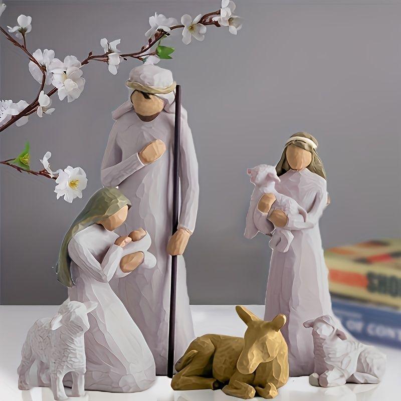 Hand-Painted Nativity Figurine Set - Religious Christmas Decor for Home, Church & Wedding - Unique Holiday Gift for Collectors & Christian Families