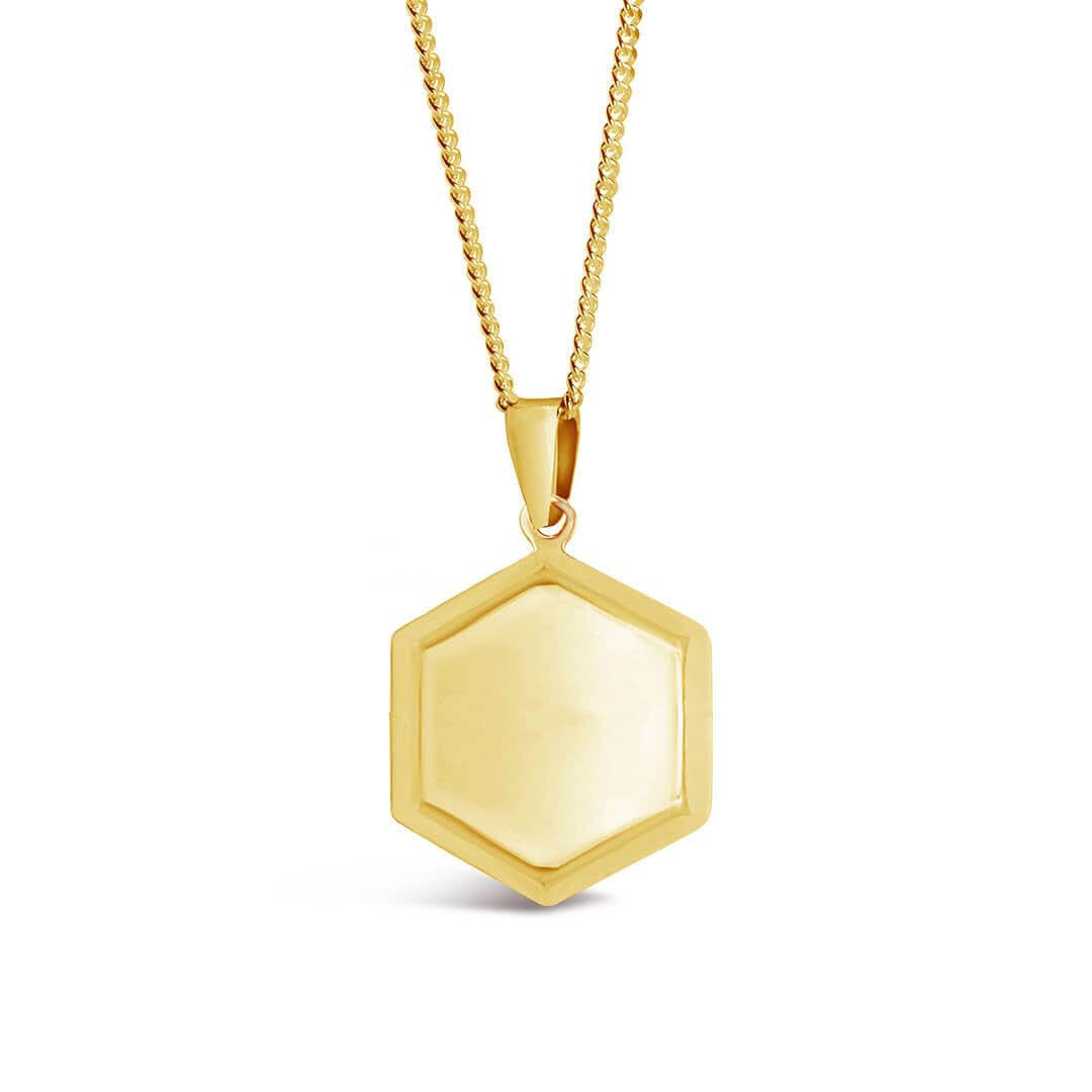 Hexagon Locket Necklace for Men - 18K Gold Plated Pendant with Photo Insert - Perfect Gift for Anniversary, Valentine's Day & Special Occasions