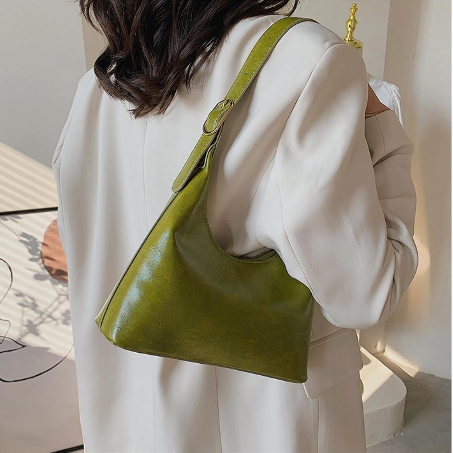 Trendy 2024 Women's Small Shoulder Purse - PU Leather Retro Crescent Clutch Handbag, Cute Everyday Hobo Bag for Work, Travel & Date Night