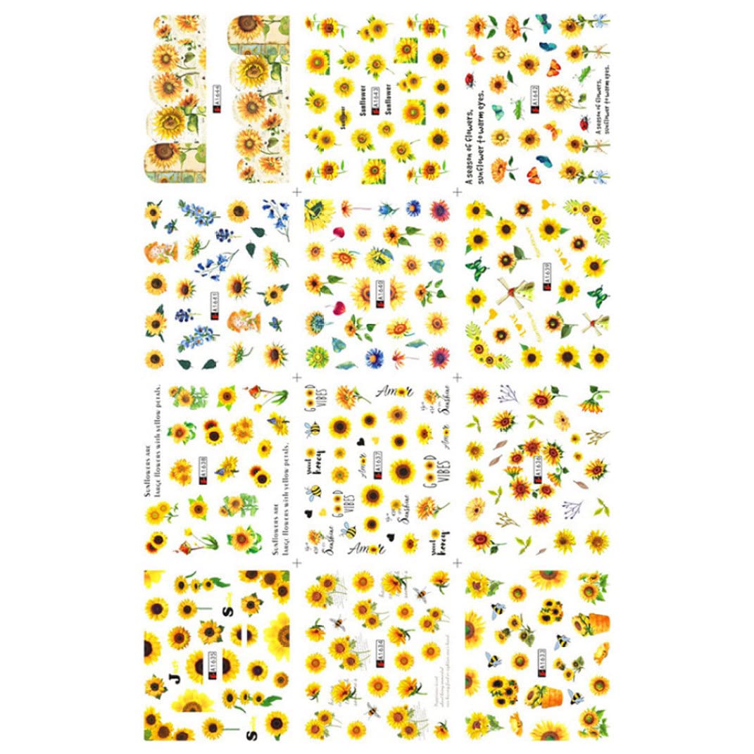 Floral Nail Art Stickers - Sunflower & Spring Flower Design Nail Tattoo Decals for Manicure | DIY Nail Supplies for Women | Perfect for Parties, Weddings & Everyday Wear