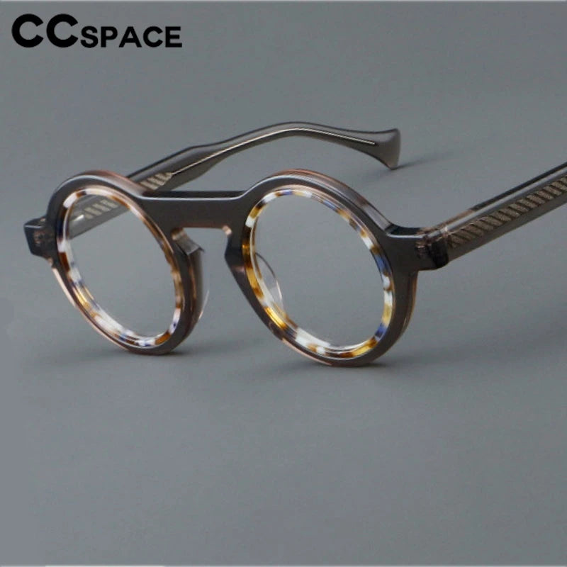 CCspace Unisex Full Rim Round Acetate Eyeglasses Frame 300968 - Lightweight & Durable for Reading, Work, and Daily Wear