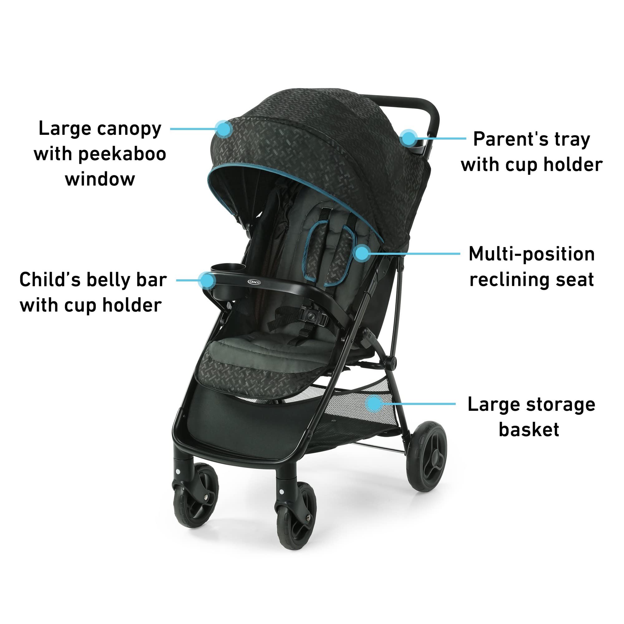 Graco NimbleLite Lightweight Compact Stroller for Babies & Toddlers - Easy Fold Travel Stroller with Canopy - Perfect for City Walks, Travel & Everyday Use (Gotham)