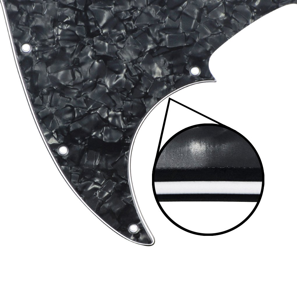 FLEOR 4-Ply J Bass Pickguard for 4-String USA/Mexican Standard JB Bass - Modern Style Scratch Plate (2pcs White & Black Pearl) - Perfect for Guitar Protection & Customization