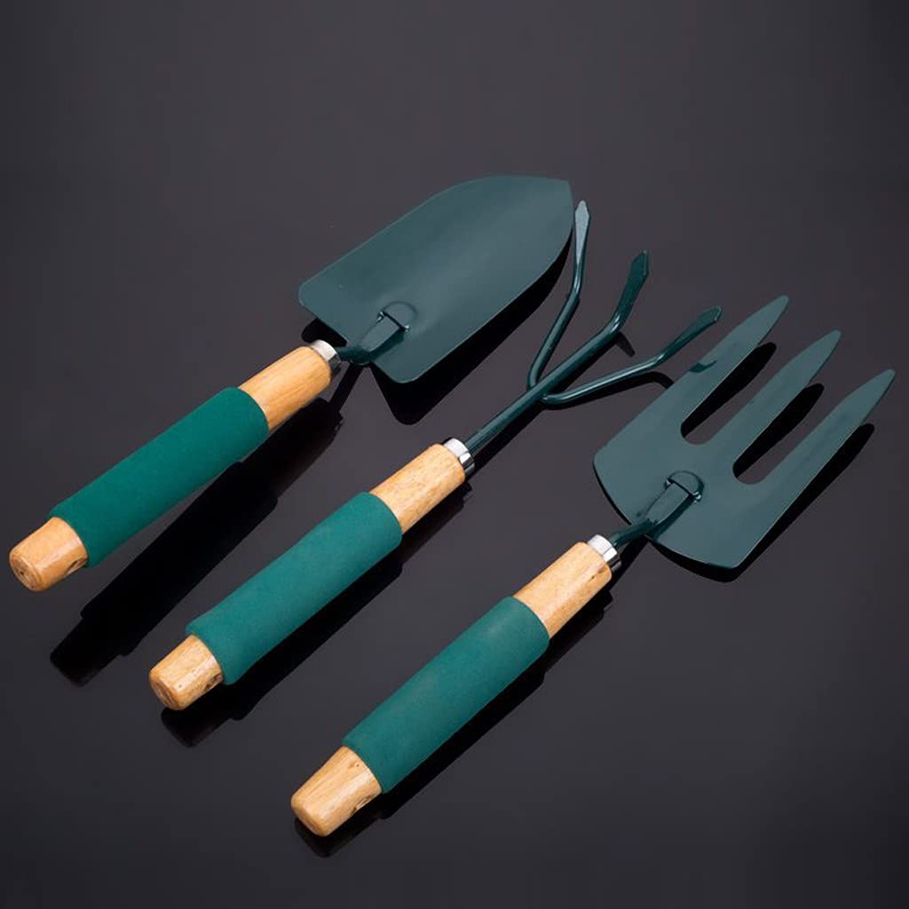 3PCS Gardening Tools Set - Stainless Steel Rake, Fork & Cultivator with Ergonomic Handle - Durable Garden Tool Kit for Weeding, Planting & Soil Cultivation | Perfect for Home Gardens, Flower Beds & Vegetable Patches