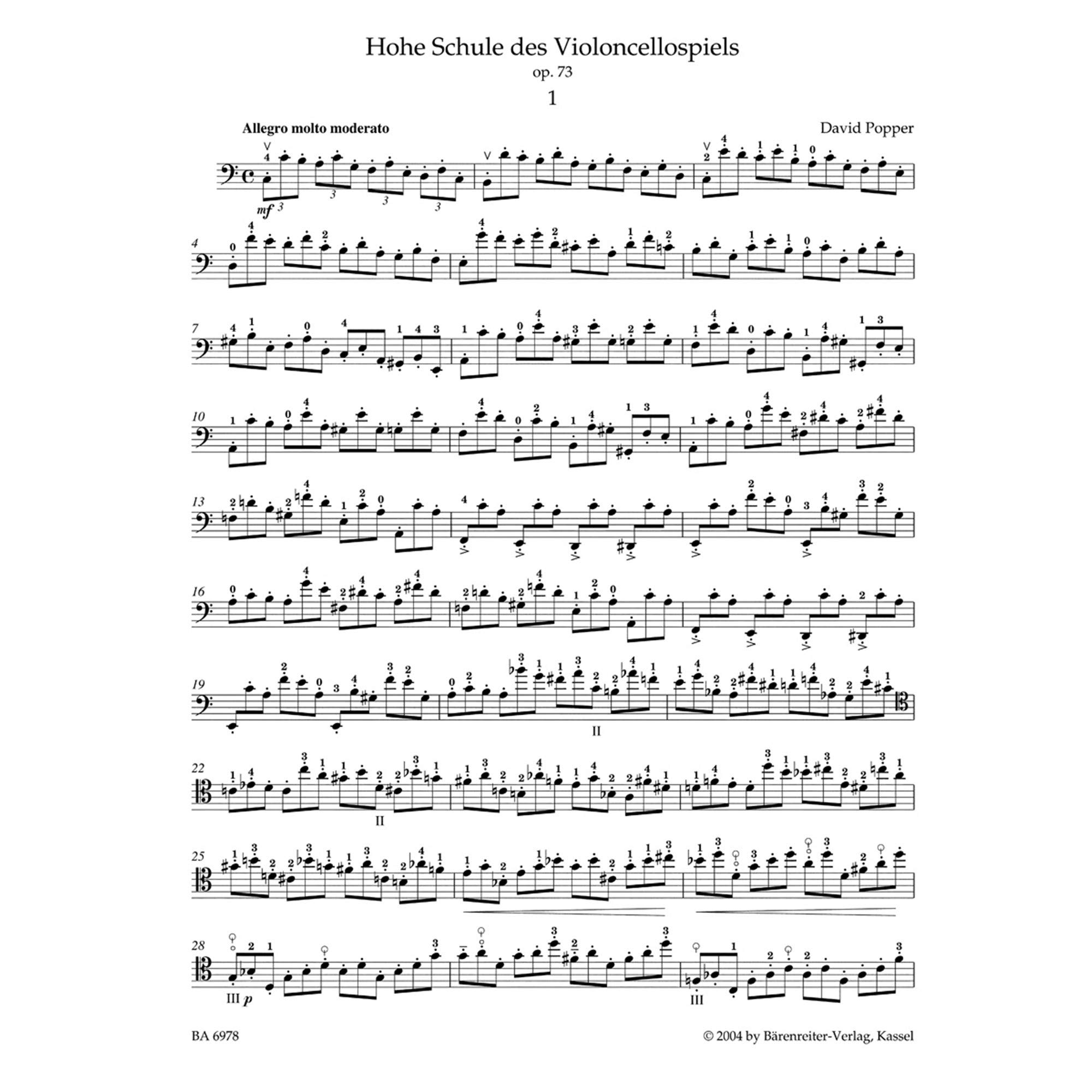 David Popper - High School of Cello Playing Op. 73 Sheet Music | Barenreiter Edition | Cello Exercises & Etudes for Advanced Students | Perfect for Practice, Auditions & Performances
