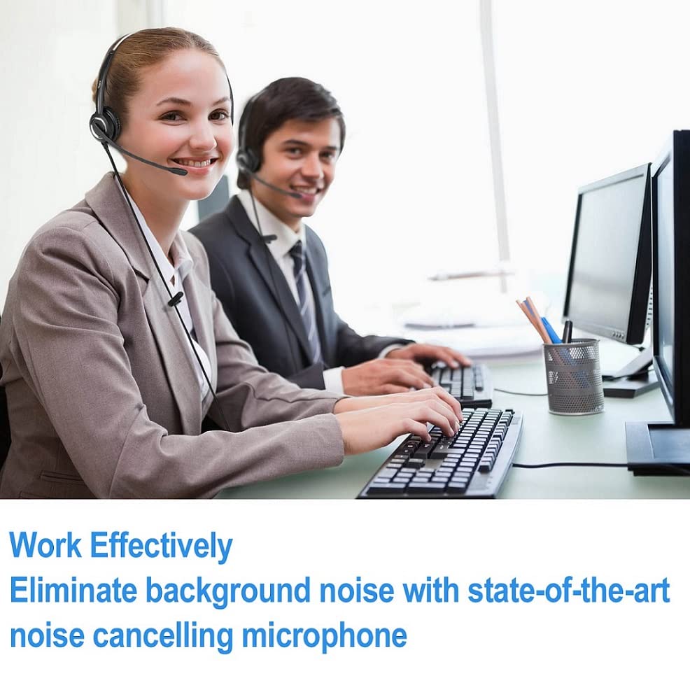 RJ9 Corded Office Headset with HD Voice - Compatible with MITEL, Nortel, Meridian, NEC, Polycom, Packet 8, ShoreTel & Xblue IP Phones - Includes 3.5mm Adapter (Monaural) - Ideal for Call Centers, Customer Service & Office Communications